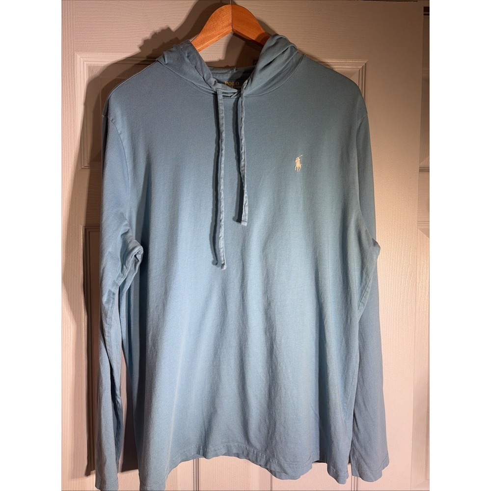 Polo Ralph Lauren Men's Large Pullover Blue T Shirt Hoodie Lightweight Blue XL